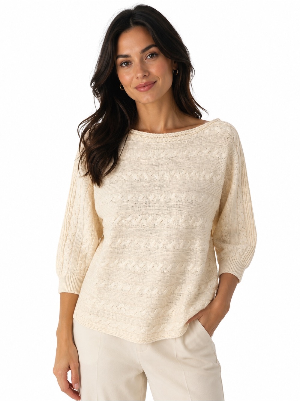 Ralph Lauren Ivory Cable Knit Sweater.
